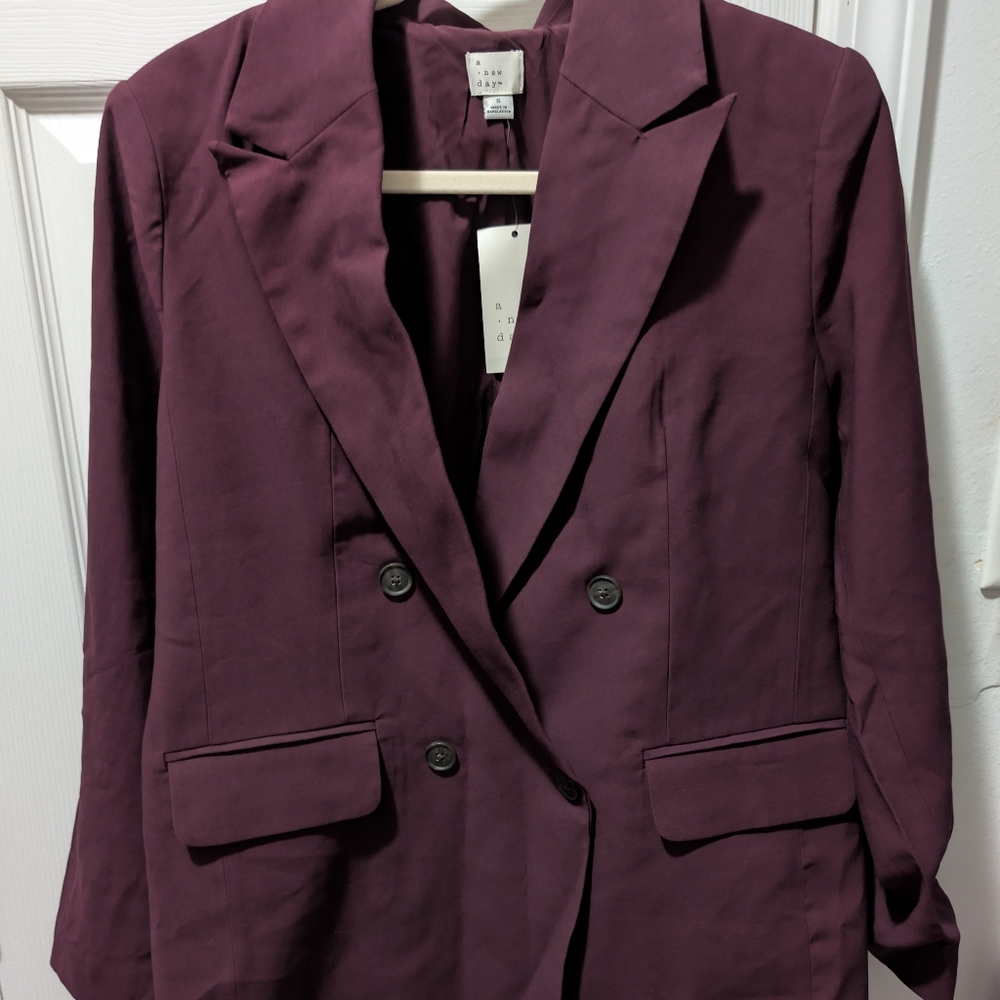 A New Day Women's Double-Breasted Maroon Blazer NWT Size Small